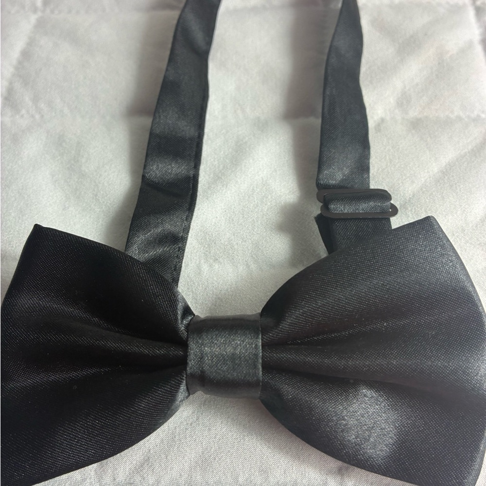 Elegant Black satin Bow Tie